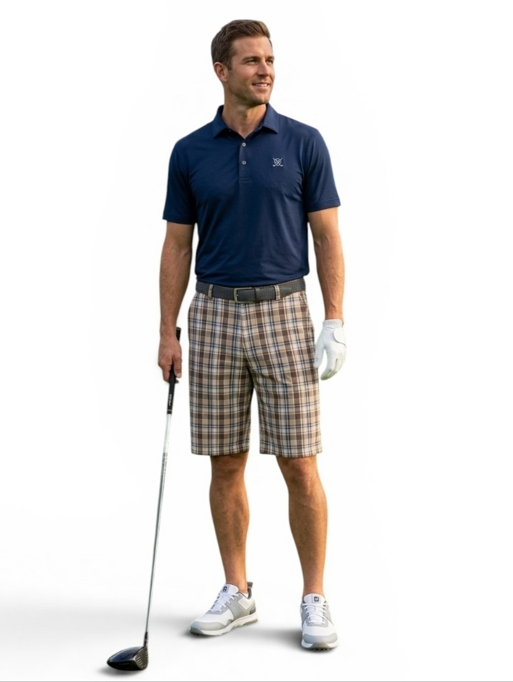 Arnold Palmer Plaid Golf Shorts Men’s 36 Brown Tan Cream Expansion Waist